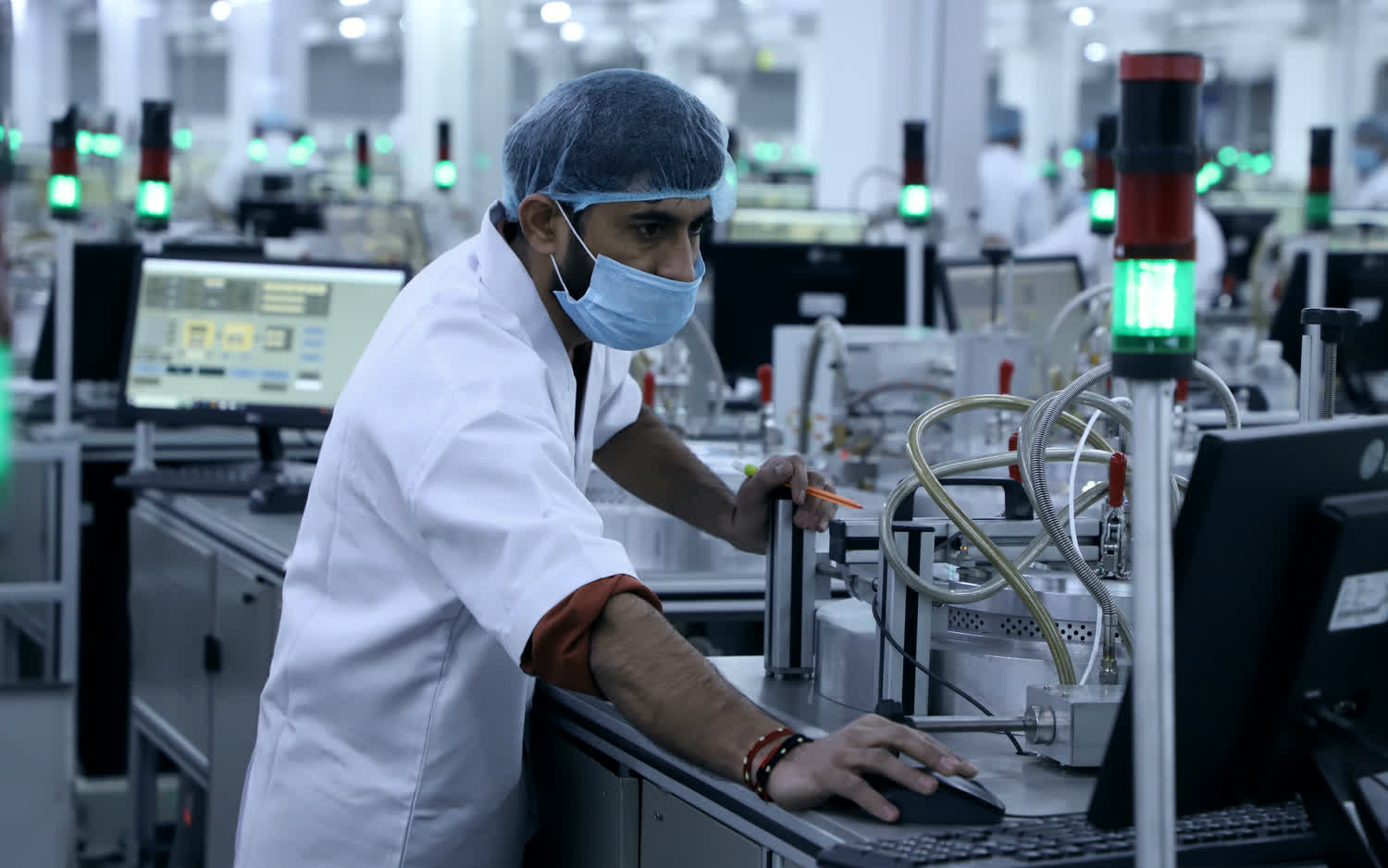 Research team running diamond growth equipment
