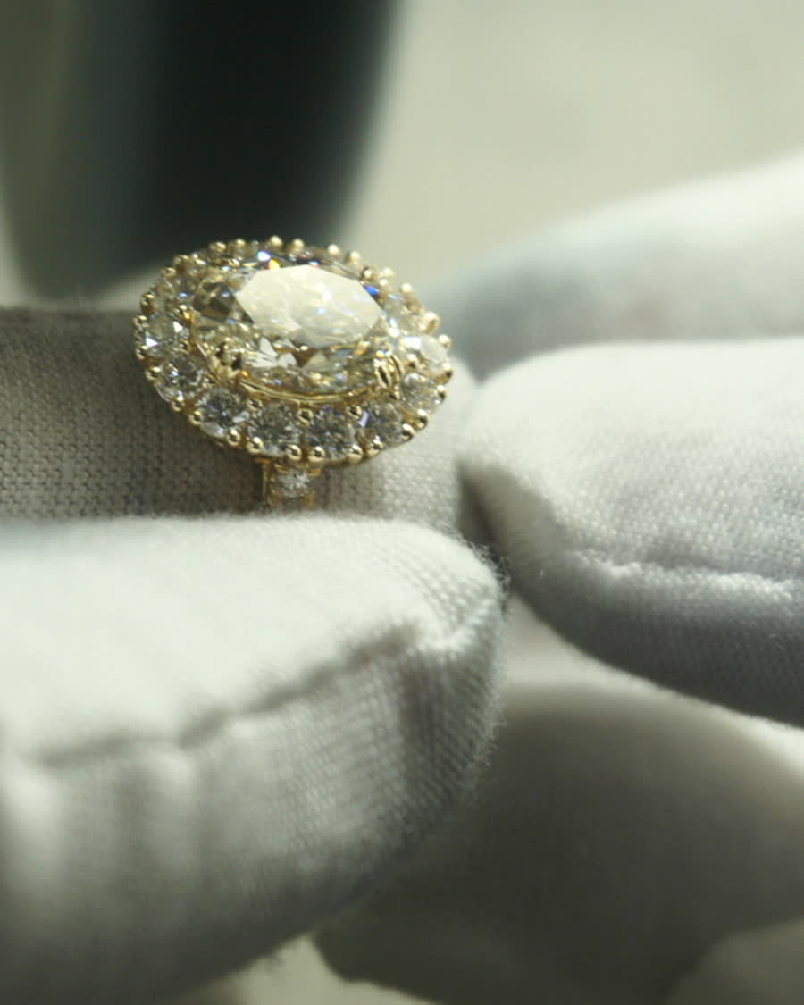 Lab grown diamond jewellery being made
